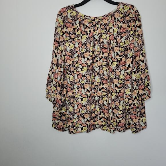 Ava and Viv Blouse Top Women 4X Brown Orange Flowy - Picture 3 of 7